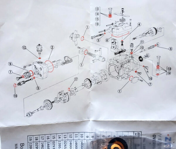 schema vue eclatée injecteurs taxi anglais